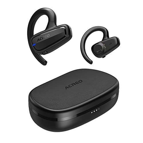 The Next Generation Open Ear Headphones, ACREO OpenBuds【2022 Launched】, True Wireless Earbuds with Earhooks, Bluetooth Workout Headphones, 18 Hours Playtime with Case, IPX7 Waterproof, Black