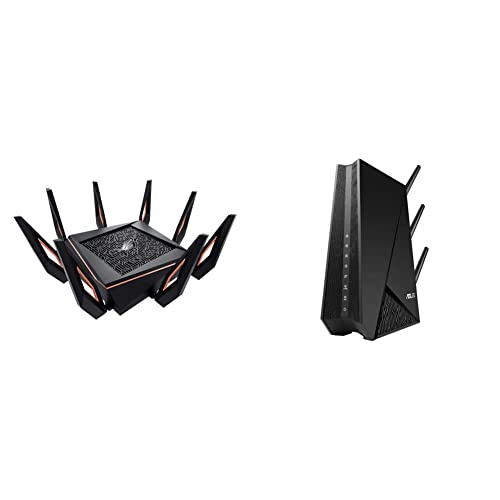 ASUS ROG Rapture WiFi 6 Gaming Router (GT-AX11000) - Tri-Band 10 Gigabit Wireless Router, 1.8GHz Quad-Core CPU, WTFast, 2.5G Port & Dual Band WiFi Repeater & Range Extender (RP-AC1900)