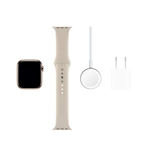 Apple Watch Series 5 (GPS + Cellular, 44mm) - Gold Stainless Steel Case with Stone Sport Band