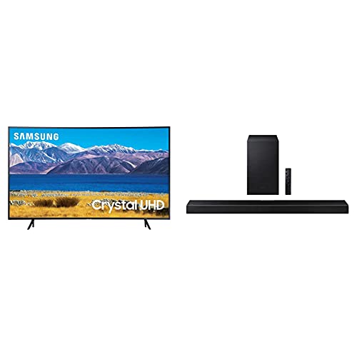 SAMSUNG 65-inch Class Curved UHD TU-8300 Series - 4K UHD HDR Smart TV with Alexa Built-in (UN65TU8300FXZA, 2020 Model) & Samsung |HW-Q600A | 3.1.2ch | Soundbar | w/Dolby Atmos/DTS:X | 2021