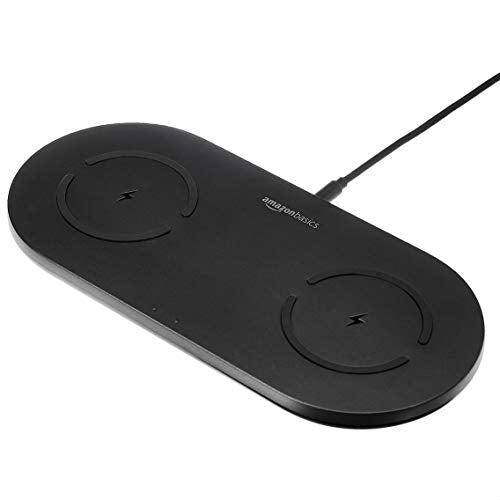 Amazon Basics Qi Certified Dual 10W Wireless Charging Pad - Includes AC Adapter