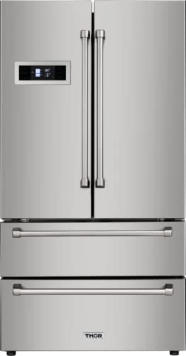 Thor Kitchen Thorkitchen HRF3601F Cabinet Depth French Door Refrigerator, Ice Maker, 36", Stainless Steel