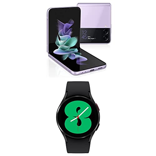 Samsung Galaxy Z Flip 3 5G Factory Unlocked, Lavender with Samsung Galaxy Watch 4 44mm