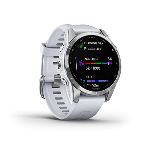 Garmin Fenix 7S Stainless Steel Smartwatch (Whitestone Band) with HRM-Swim Heart Rate Monitor and Running Dynamics Pod Bundle (3 Items)