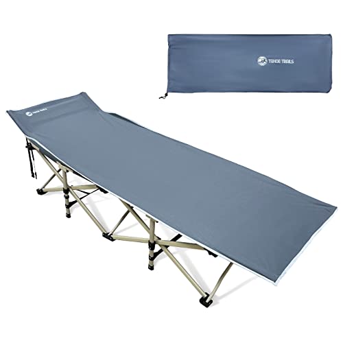 Tahoe Trails Camping Folding Bed, Heavy Duty Sturdy Camping Cot Supports 350lbs Sleeping Bed Folding Steel Frame Portable for Outdoor Travel Office Indoor Fishing