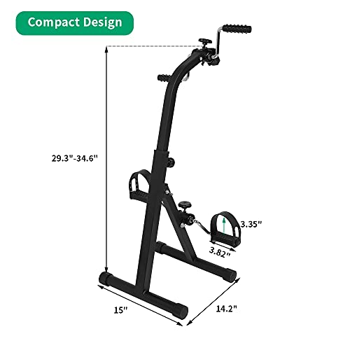 VIVIJASON Pedal Exerciser - Bike Hand Arm Leg and Knee Exercise Peddler for Seniors, Elderly - Indoor Adjustable Fitness Equipment for Total Body - Nonslip Base-Built-in Electronic Display