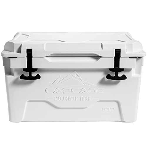 Cascade Mountain Tech Rotomolded Cooler - Heavy Duty for Camping, Fishing, Tailgating, Barbeques, and Outdoor Activities - 60 Quart