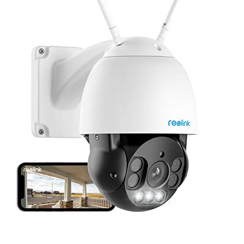 Reolink PTZ Cameras for Home Security, 5MP Outdoor Security Camera System, Auto Tracking, 5X Optical Zoom, AI Motion Detection, 2.4/5Ghz WiFi, Color Night Vision, Spotlights, RLC-523WA
