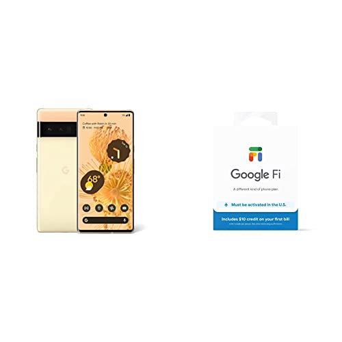 Google Pixel 6 Pro - 5G Android Phone - 128GB - Sorta Sunny with Fi SIM Card Kit