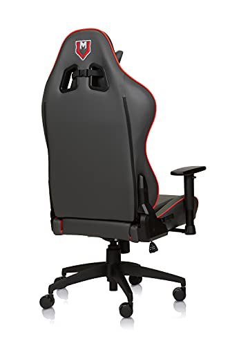 Luxe Racer Turbo Gaming Chair and Desk Chair- Grey Body with Grey seat Side Panels and Red welt Cord