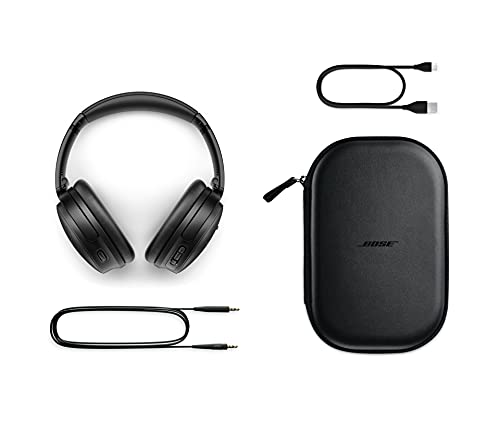 Bose QuietComfort 45 Bluetooth Wireless Noise Canceling Headphones - Triple Black & QuietComfort 35 Headphones Ear Cushion Kit, Black White