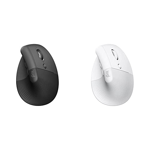 Logitech Lift Vertical Ergonomic Mouse, Wireless, Bluetooth or Logi Bolt USB Receiver, Quiet clicks,4 Buttons & Lift Vertical Ergonomic Mouse, Wireless, Bluetooth or Logi Bolt USB Receiver - Off White
