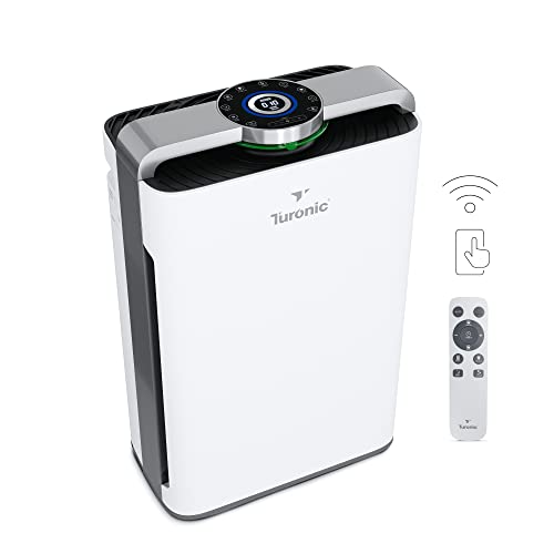 Turonic PH950 - Hepa Air Purifiers for Home w/ Humidifier, Large Room Air Cleaner up to 2500 Sq Ft, 8-Stage Purification w/ True Hepa 13 Filter, UV-A Light & Ionizer, Smart Auto Mode, Wi-Fi control