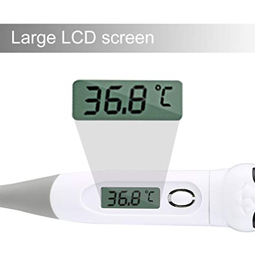 Digital Thermometer, Accurate Oral Underarm Rectal Temperature Thermometer, Flexible Tip & Waterproof（White）