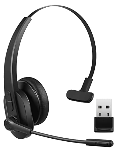 Bluetooth Headset, Sarevile Bluetooth Trucker Headset with Upgraded Microphone Noise Canceling for Trucker, Hand Free Wireless Headset with Adapter for Office Meeting. Widely Compatible for Computer