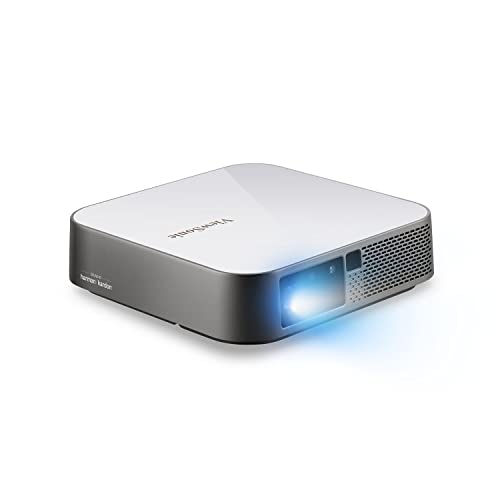 ViewSonic M2e 1080p Portable Projector with 1000 LED Lumens, H/V Keystone, Auto Focus, Harman Kardon Bluetooth Speakers, HDMI, USB C, 16GB Storage, Stream Netflix with Dongle