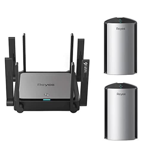 Reyee WiFi 6 Router AX3200 Wi-Fi Mesh Router, 8 Omnidirectional Antennas,Dual Band 2.4+5Ghz,Up to 3000 sq ft Coverage & Reyee Mesh WiFi System, AX3200 WiFi 6 Router, Covers 4500 Sq,RG-R6 (2-Pack)