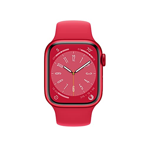 Apple Watch Series 8 [GPS + Cellular 41mm] Smart watch w/ PRODUCT)RED Aluminum Case w/ (PRODUCT)RED Sport Band-S/M. Fitness Tracker, Blood Oxygen & ECG Apps, Always-On Retina Display, Water Resistant