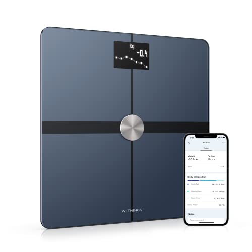 Withings Body+ Wi-Fi Smart Scale for Body Weight with Automatic Smartphone App Sync, Full Body Composition Analyzer Incl. Body Fat, BMI, Water Percentage, Muscle & Bone Mass, Pregnancy Tracker