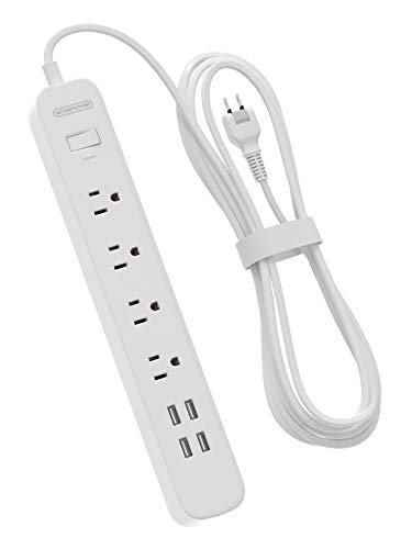 2 Prong Surge Protector with 15ft Extension Cord, NTONPOWER Power Strip Long Cord, 4-Outlet Surge Protector with 4 USB Charging Ports for Smartphone Home Office Desktop, 1700 J, White