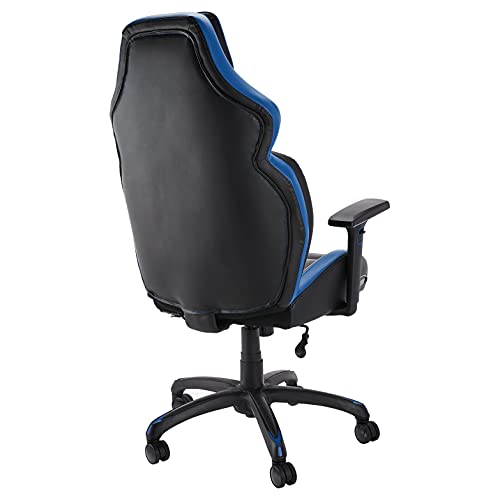 Amazon Basics Ergonomic Gaming Chair with Bluetooth Speakers and Built-in Mic, Push-Button Height Control - Blue