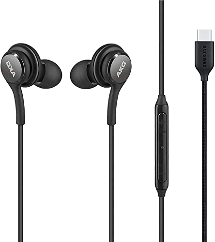 USB C Eadphone-Earbuds Stereo Headphones-for Samsung Galaxy S22 Ultra S22 Plus Galaxy S21 Ultra 5G, Galaxy S10, Braided Cable with Microphone and Volume Remote Type-C Connector-Designed by AKG（Black）
