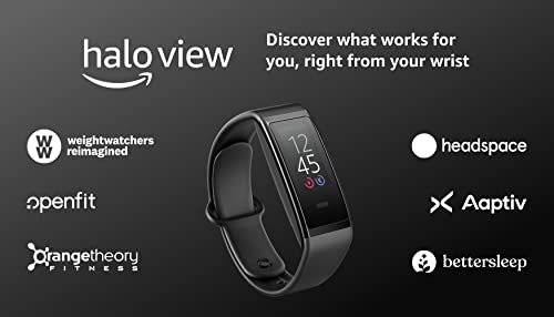 Amazon Halo View fitness tracker, with color display for at-a-glance access to heart rate, activity, and sleep tracking – Active Black – Small/Medium