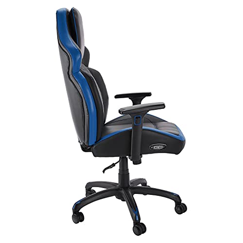 Amazon Basics Ergonomic Gaming Chair with Bluetooth Speakers and Built-in Mic, Push-Button Height Control - Blue