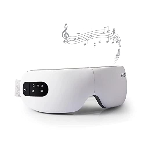 Eye Massager with Heat and Vibration, AI Intelligent Voice Control Bluetooth Music Rechargeable Eye Massage Mask for Relax and Reduce Eye Strain Dark Circles Dry Eye, Improve Sleep