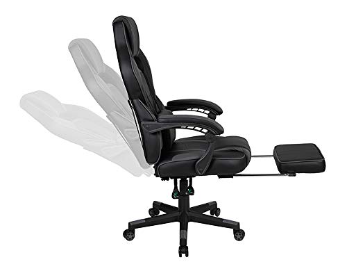 Flash Furniture X40 Gaming Chair Racing Ergonomic Computer Chair with Fully Reclining Back/Arms, Slide-Out Footrest, Massaging Lumbar - Black/Gray