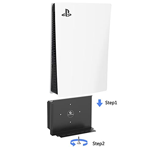 Monzlteck Wall Mount for PS5 Playstation 5(Disc and Digital),All Metal Vertical Hanging on Wall, Space Saver, Easy to Install(Black)