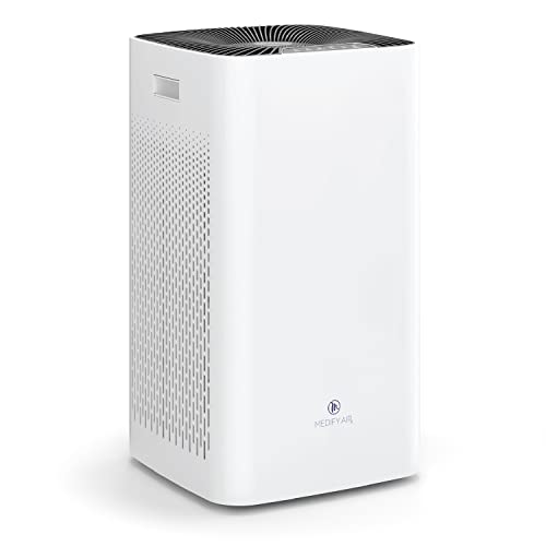 Medify MA-112-UV Air Purifier with True HEPA H14 Filter + UV Light | 2,500 sq ft Coverage | for Allergens, Wildfire Smoke, Dust, Odors, Pollen, Pets | Quiet 99.9% Removal to 0.1 Microns | White, 1-Pack