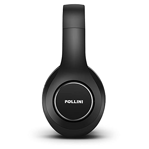 Bluetooth Headphones Wireless, pollini 40H Playtime Foldable Over Ear Headphones with Microphone, Deep Bass Stereo Headset with Soft Memory-Protein Earmuffs for iPhone/Android Cell Phone/PC (Black)