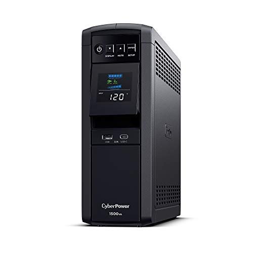 CyberPower CP1500PFCLCD PFC Sinewave UPS System, 1500VA/1000W, 12 Outlets, AVR, Mini Tower