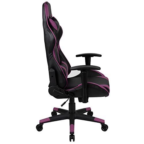 Flash Furniture X20 Gaming Chair Racing Office Ergonomic Computer PC Adjustable Swivel Chair with Fully Reclining Back in Purple LeatherSoft