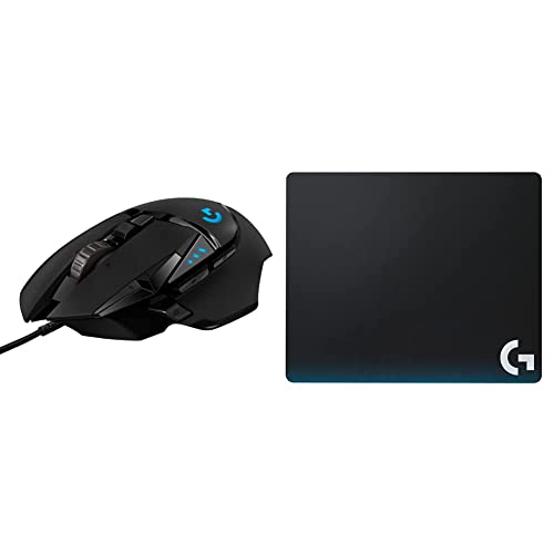 Logitech G502 Hero High Performance Wired Gaming Mouse, Hero 25K Sensor & 40 Hard Gaming Mouse Pad for High DPI Gaming - Black