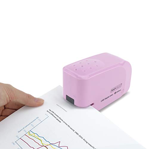 Rapesco 1451 626EL Automatic Electric Stapler USB/Battery, Candy Pink