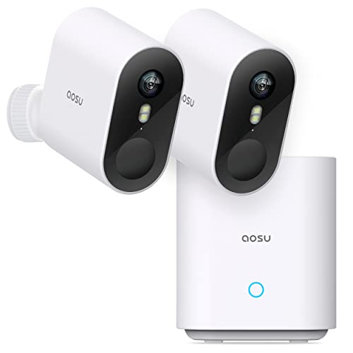aosu Security Cameras Wireless Outdoor, 2K HD Home Security System with 166° Ultra-Wide View, 365-Day Battery Life, Night Vision, IP67, No Monthly Fee, Work with Alexa, Google Assistant