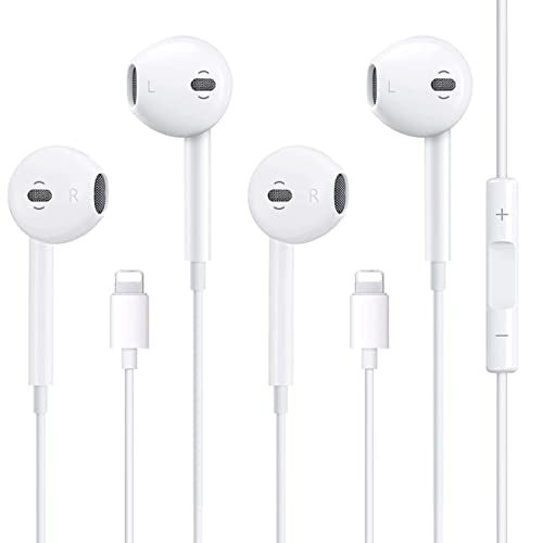 2 Pack-Apple Earbuds Wired Lightning iPhone Headphones, [Apple MFi Certified] Earphones Noise Isolating (Built-in Microphone & Volume Control) Compatible with iPhone 12/11/XR/XS/X/7/7Plus/8/8Plus