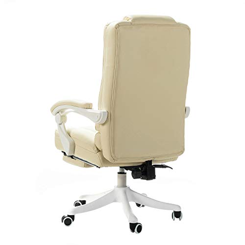 Gaming Chair Ergonomic Padded Arm Swivel High Back Office Desk Chair Reclining Computer Chairs/Ivory