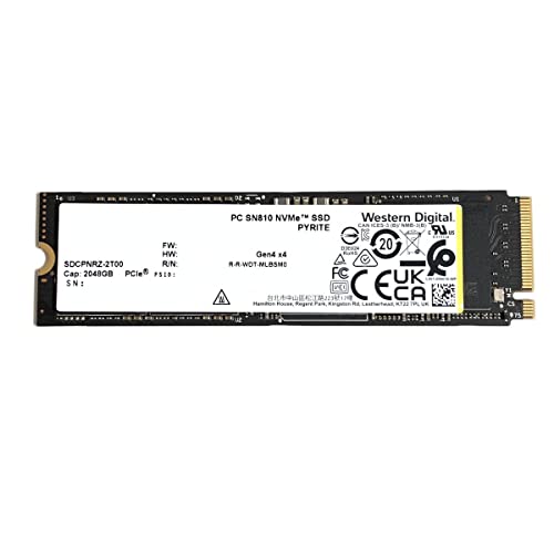 Western Digital SSD 2TB PC SN810 SDCPNRZ-2T00 PCIe 4.0 NVMe M.2 2280 Solid State Drive for PS5 Dell HP Lenovo Laptop Desktop Ultrabook