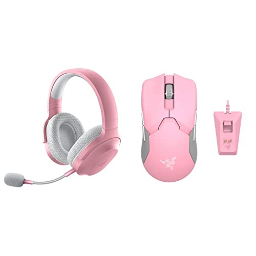 Razer Barracuda X Over Ear Wireless PC Gaming Headset & Razer Viper Ultimate 8-Button Wireless Gaming Mouse, Quartz Pink