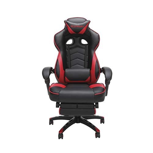 RESPAWN 110 Ergonomic Gaming Chair with Footrest Recliner - Racing Style High Back PC Computer Desk Office Chair - 360 Swivel, Adjustable Lumbar Support, Headrest Pillow, Padded Armrests - 2019 Red