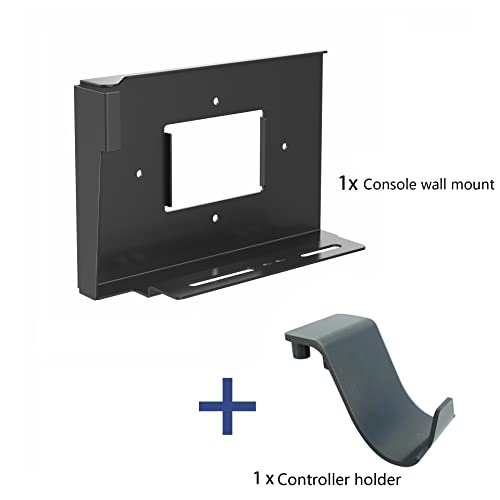 Monzlteck Wall Mount Holer for PS5(Disc and Digital)+Controller Holder ,All Metal Vertical Hanging On Wall with Power Botton Left/Right