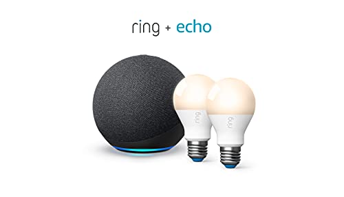 Ring Smart Lighting - A19 Bulb, White (2-pack) bundle with All-new Echo (4th Gen) - Charcoal