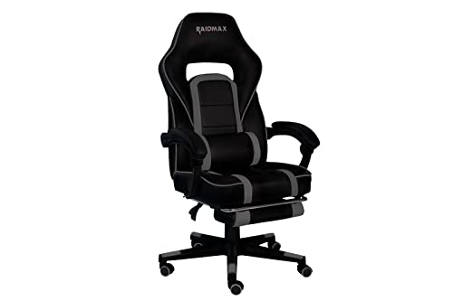 Raidmax Advanced DK701 Series Computer-Gaming-Chairs, XL Size Gaming Chair with Padded Arm Rest and Foldable Foot Rest, Heavy Duty 350mm Base with 60mm casters, PU Leather with Moulden Foam