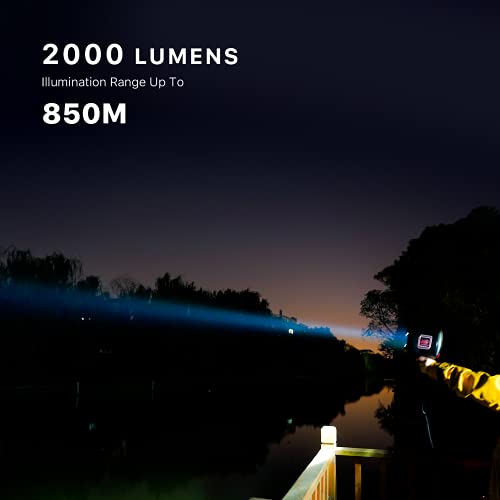 GOODSMANN 2000 Lumen Spotlight Handheld Flood HID Camping Flashlight for Sailing Patrolling, Fishing, Hunting, Hiking, Road Trips, with 12V DC Car Charger