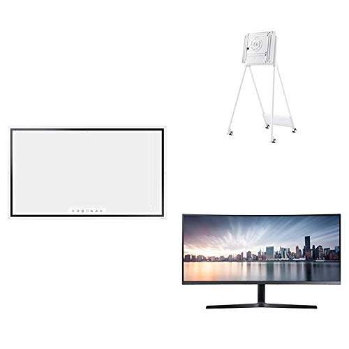 Samsung Flip 2 WM55R 55 Inch Digital Flipchart for Business 4K UHD 3840x2160 Light Gray with Stand for 55 FLIP WM55R & 34 inch WQHD 3440x1440 Ultrawide Curved Desktop Monitor for Business