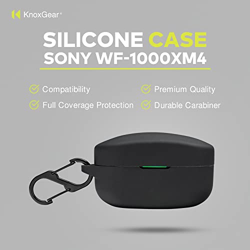 Sony WF-1000XM4 True Wireless Noise Canceling Headphones (Black) with Knox Gear silicone carrying case with carabiner for Sony WF-1000XM4 Truly Wireless Earbuds bundle (2 items)