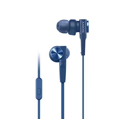 Sony MDRXB55AP Wired Extra Bass Earbud Headphones/Headset with Mic for Phone Call, Blue